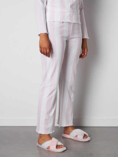 Дамски памучни панталони за пижама на райета