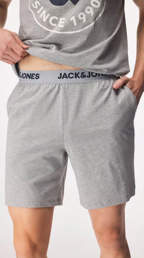 Удобни памучни сиви мъжки къси панталони за сън